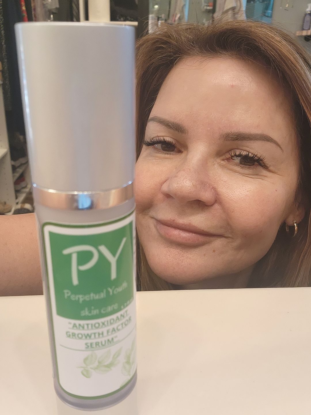 Customer photo review of BEST SELLER! 🤩  Powerful Growth Factor Serum 1.7 oz. Covers all the ABCs of good skin care!