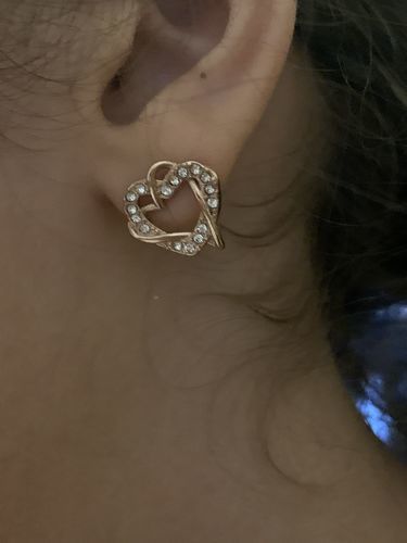 Customer photo review of Hearts with Austrian Crystals Earrings