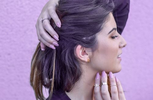 Customer photo review of Little Palm Earrings