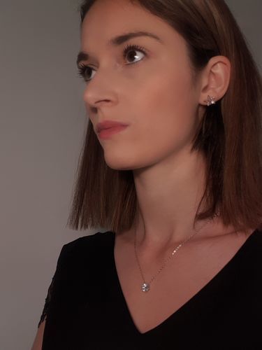 Customer photo review of Austrian Crystals Flowers Earrings