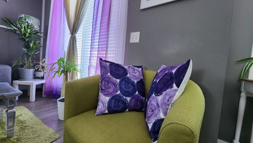 Customer photo review of Impasto Circles Decorative Throw Pillow With Zipper Cover
