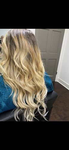 Customer photo review of Human Hair Topper for Thinning Crown Blonde Hair Topper #T10/613