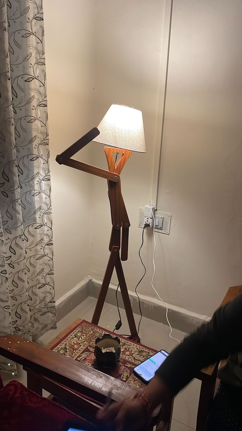 Customer photo review of Decorative Floor and Swing Arm Floor Lamp, Wooden Reading Lights for Kids, Bedroom, Living Room, Home, Office, Farmhouse, LED Bulb Included