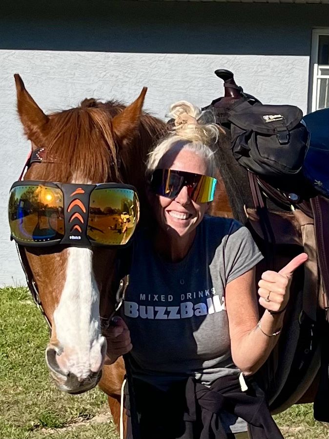 Customer photo review of eVysor - UV Horse Riding Goggles!