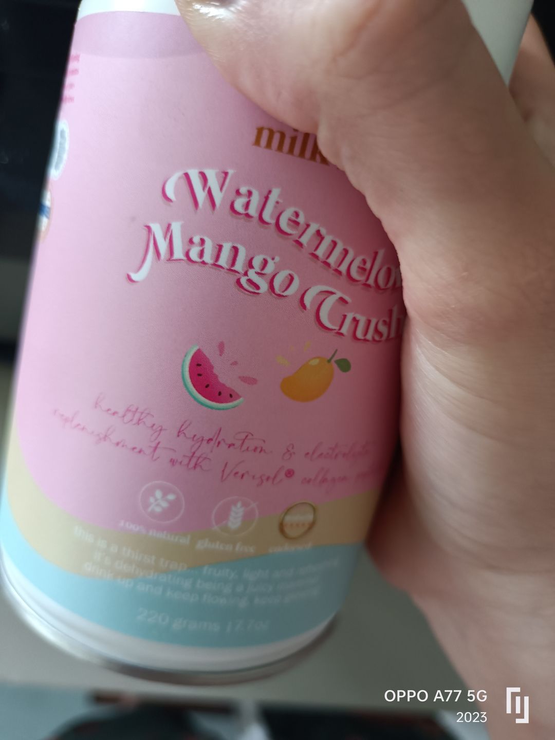 Customer photo review of Watermelon Mango Crush Hydration Electrolyte Drink with Verisol® Collagen