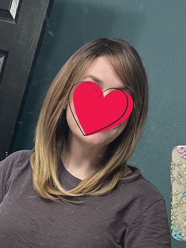Customer photo review of Human Hair Topper for Women Brown to Blonde Balayage Natural Look #3/8/22