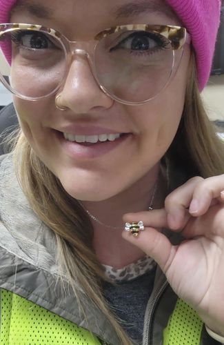 Customer photo review of Original Adopt a Bee Necklace