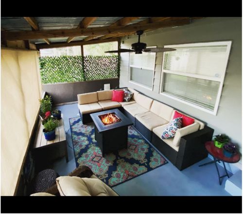 Customer photo review of 7 Pcs Patio Furniture Set All Weather Sectional Sofa with Red Cushion & Coffee Table
