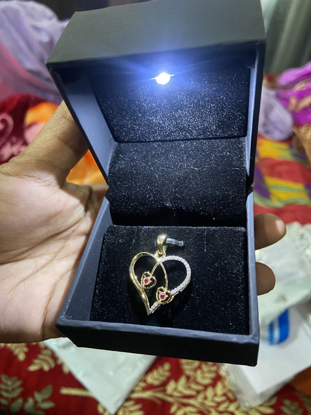 Customer photo review of Crimson Love Diamond Pendant