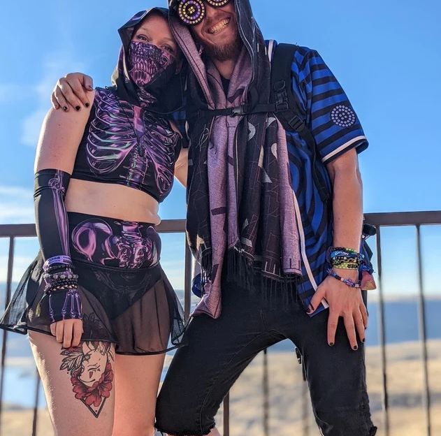 Customer photo review of Purple Skeleton Booty Shorts Set