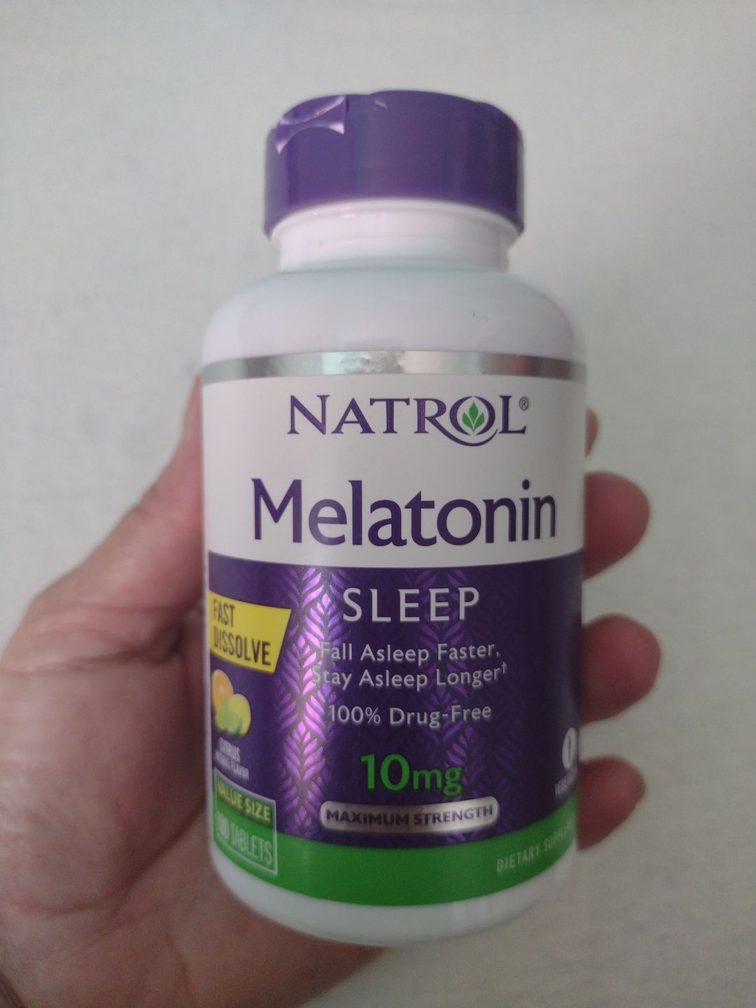 Customer photo review of Natrol Melatonina 10mg Rápida Dissolução Citrus Punch 100 Tablets