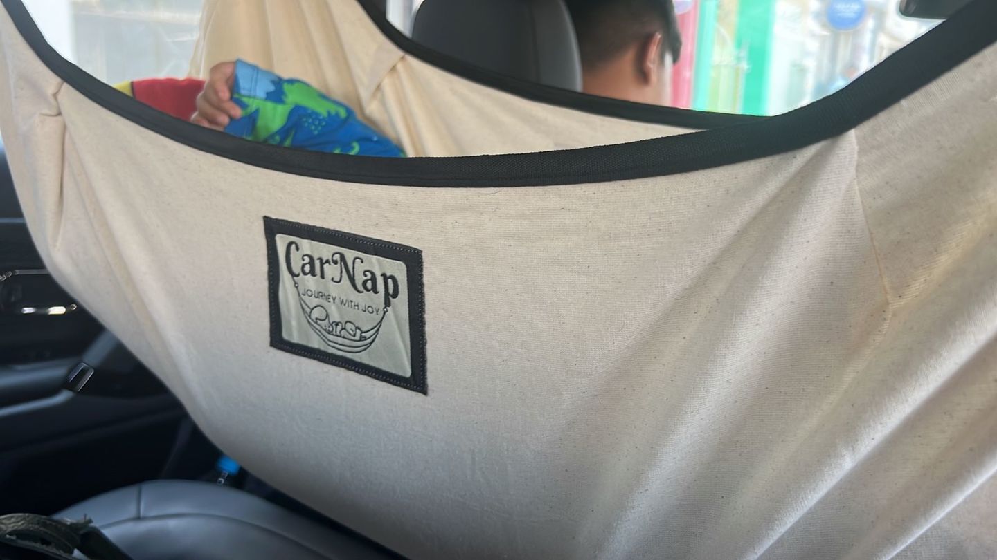 Customer photo review of CarNap - Portable Car Hammock for 0 to 2.5 year baby | with Adjustble Belt, Hammock Cloth, Hangers and Carry Bag