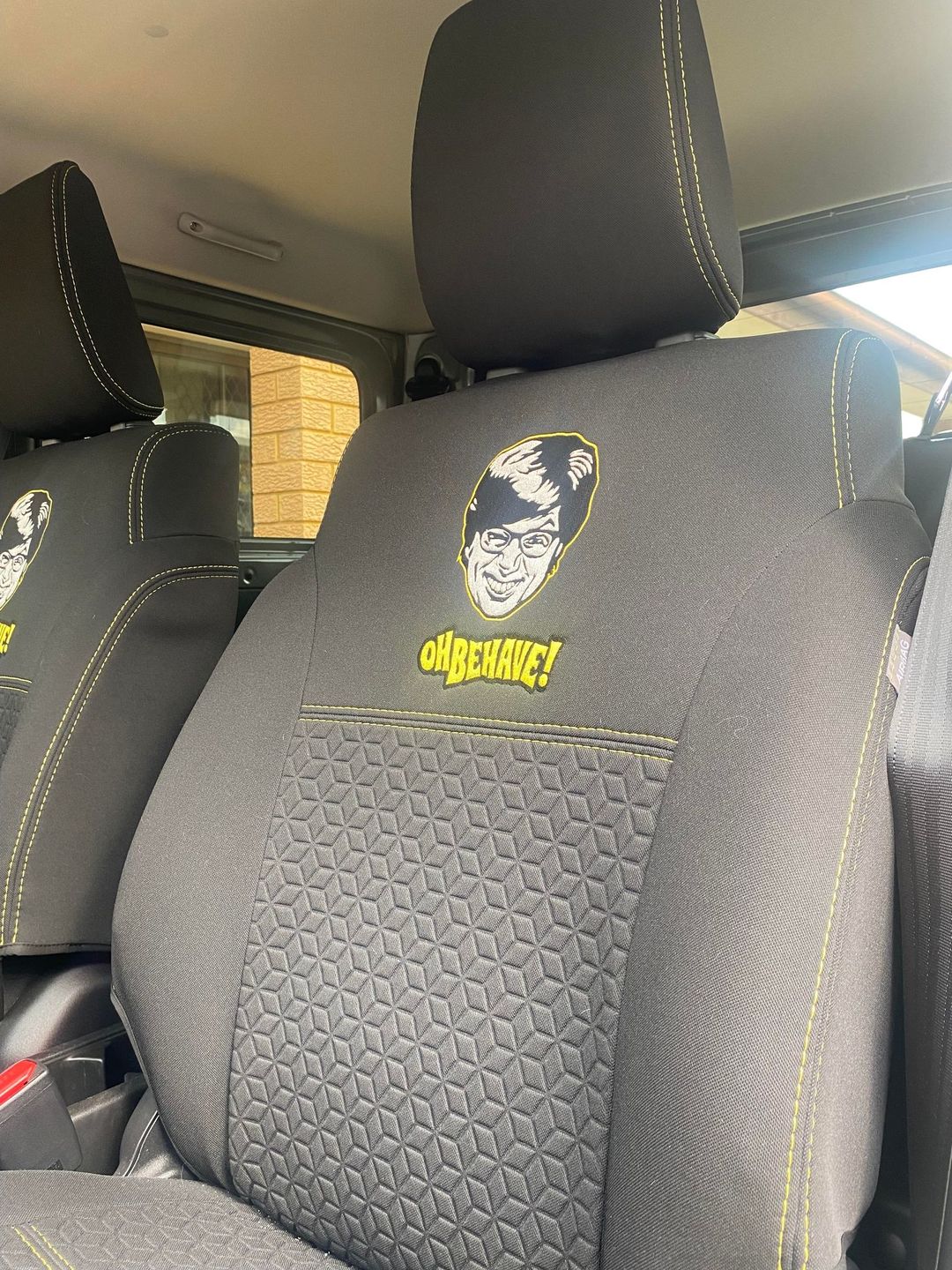 Customer photo review of Suzuki Jimny Premium Neoprene 2x Front Seat Covers (Made to Order)