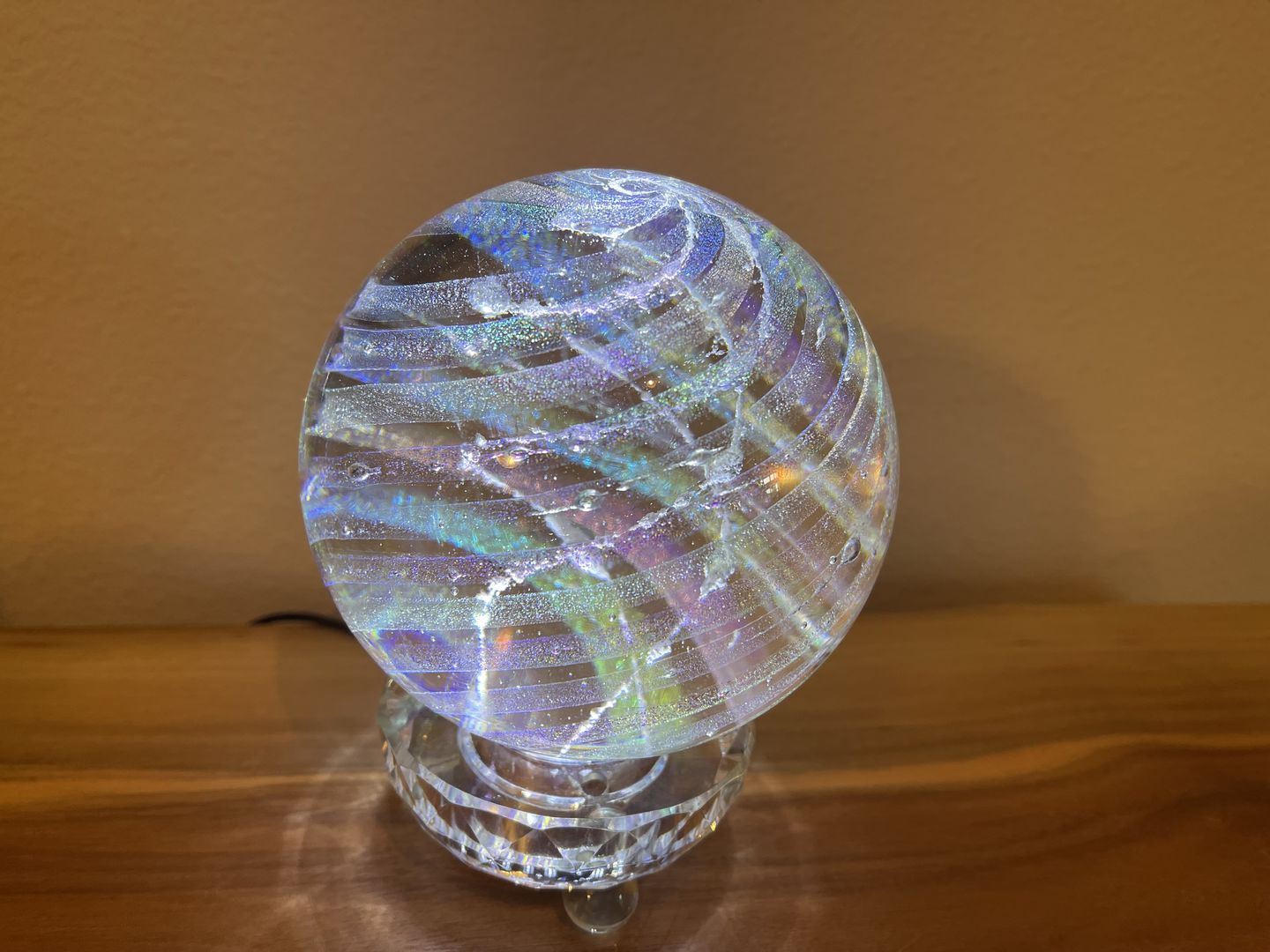 Customer photo review of Dichroic Rainbow Orb with Cremains