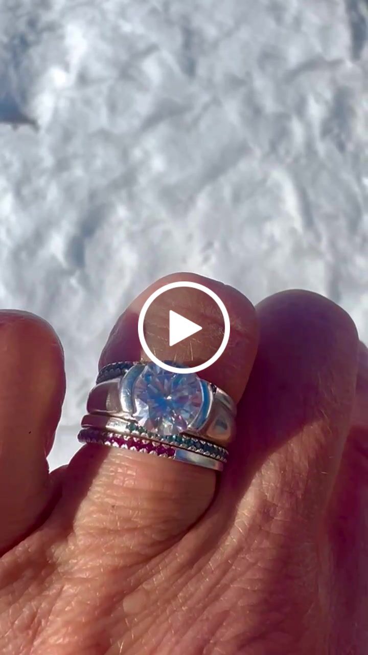 Customer video review of Solitaire Moissanite Half Bezel Set Sterling Silver Engagement Ring