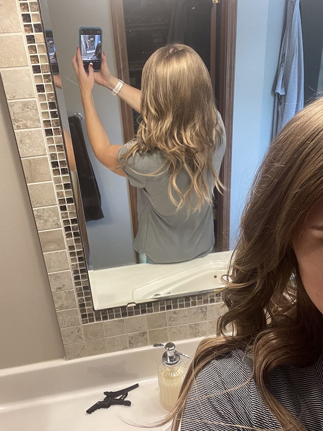 Customer photo review of Hair Topper for Thinning Hair Balayage Brown with Blonde Hair#4/27/4