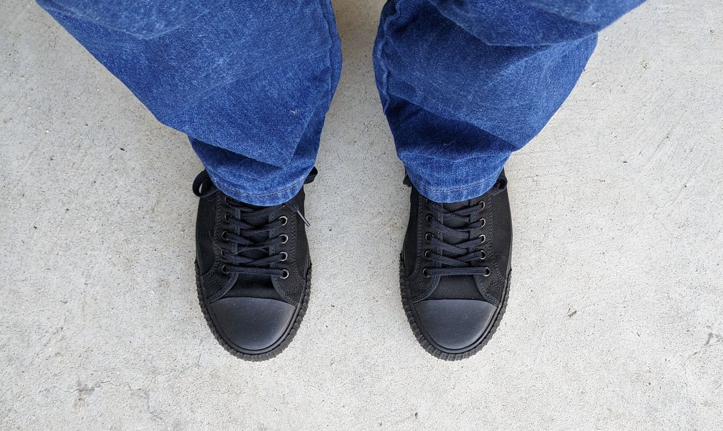 Customer photo review of Jet Black Center Lo Top | Unisex Canvas Sneaker