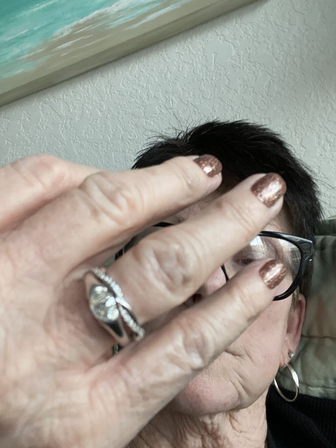 Customer photo review of Twisted Vine Moissanite Half Eternity Wedding Band Stackable Ring