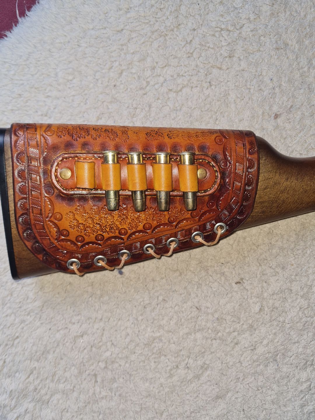Customer photo review of Leather Cartridge Loops Stitching Guide - Free Printable Template
