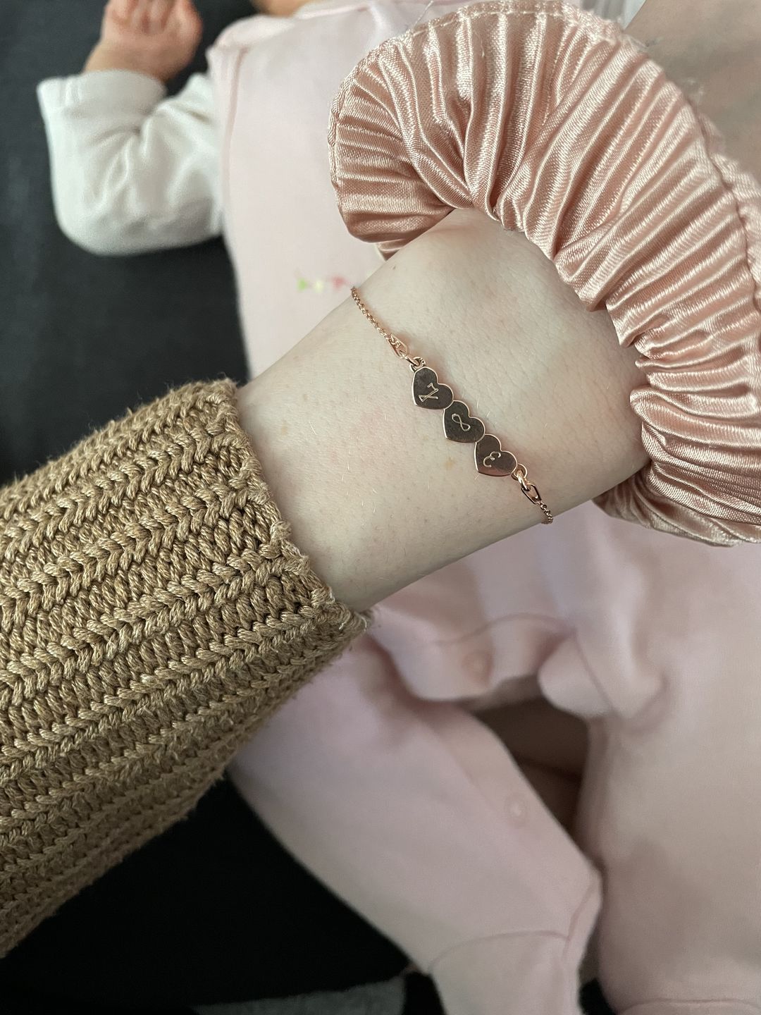 Customer photo review of Armband d’amour mit Gravur 3 Herzen