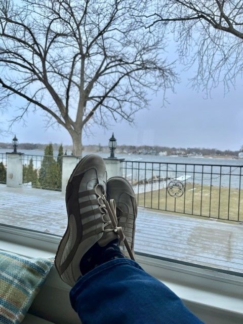Customer photo review of Men's GrandPrix Sneaker in Torino (Soft White, Taupe, and Green)