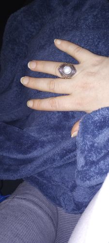 Customer photo review of Sterling Silver Boho Ring with Moonstone