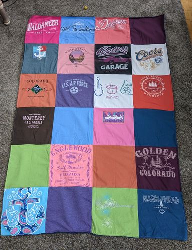 T-shirt quilt with amusement parks, travel themes by David from OH