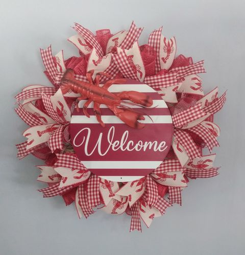 Customer photo review of 2.5"X10Yd Crawfish On Royal Cream/Red/Black RG01666C2