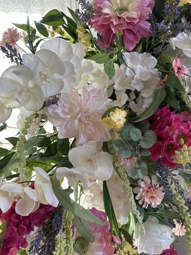 Customer photo review of Bulk Pack of 25 Pcs 5" Dahlia Heads with Stems Artificial Flowers