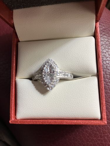 Customer photo review of Halo Milgrain Marquise CZ Ring in Sterling Silver
