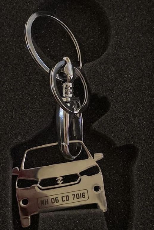 Customer photo review of Personalised Number Plate Car Keychain