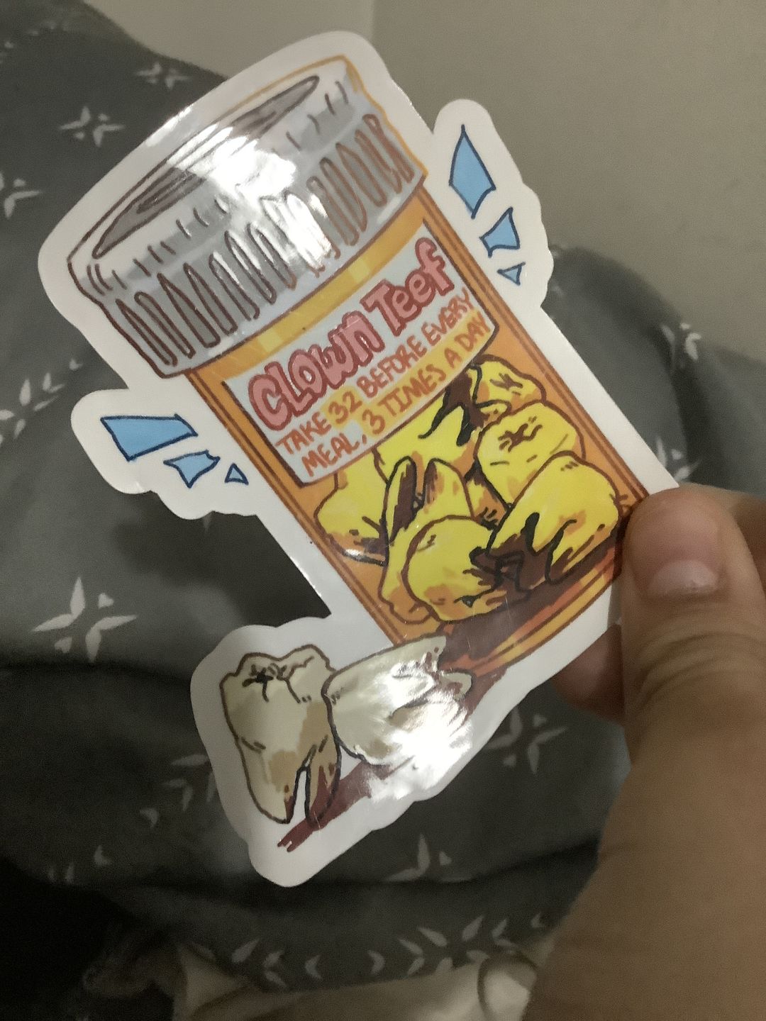 Customer photo review of Teeth Pills Stickers!