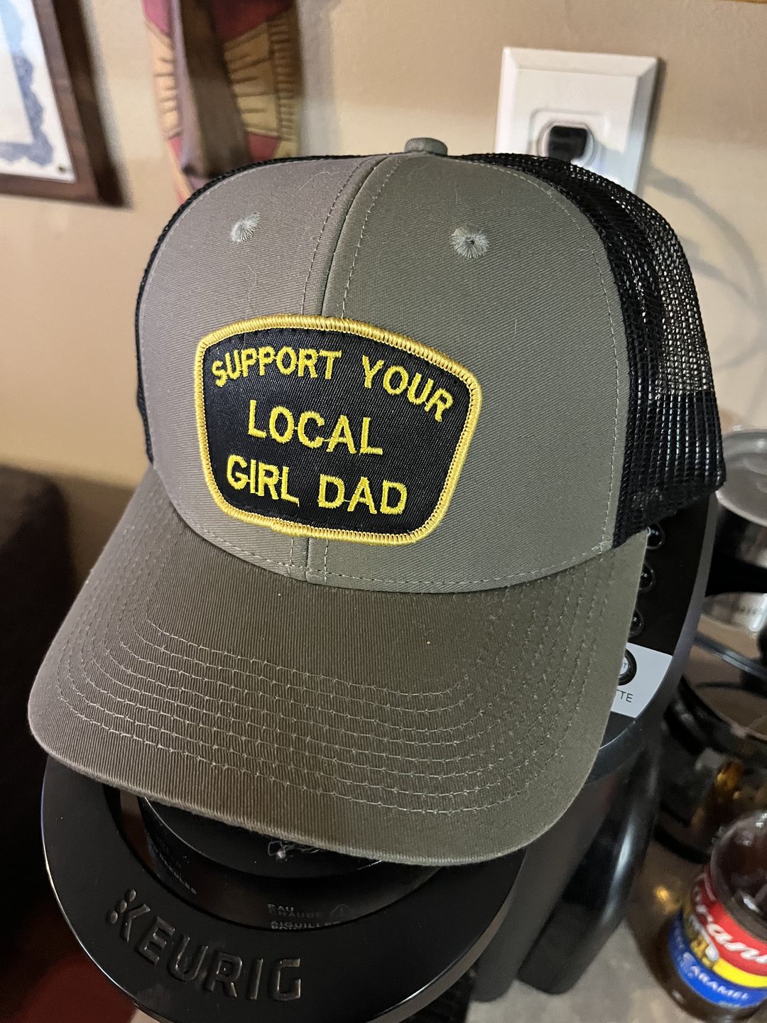Customer photo review of Support Your Local Girl Dad Patch Hat