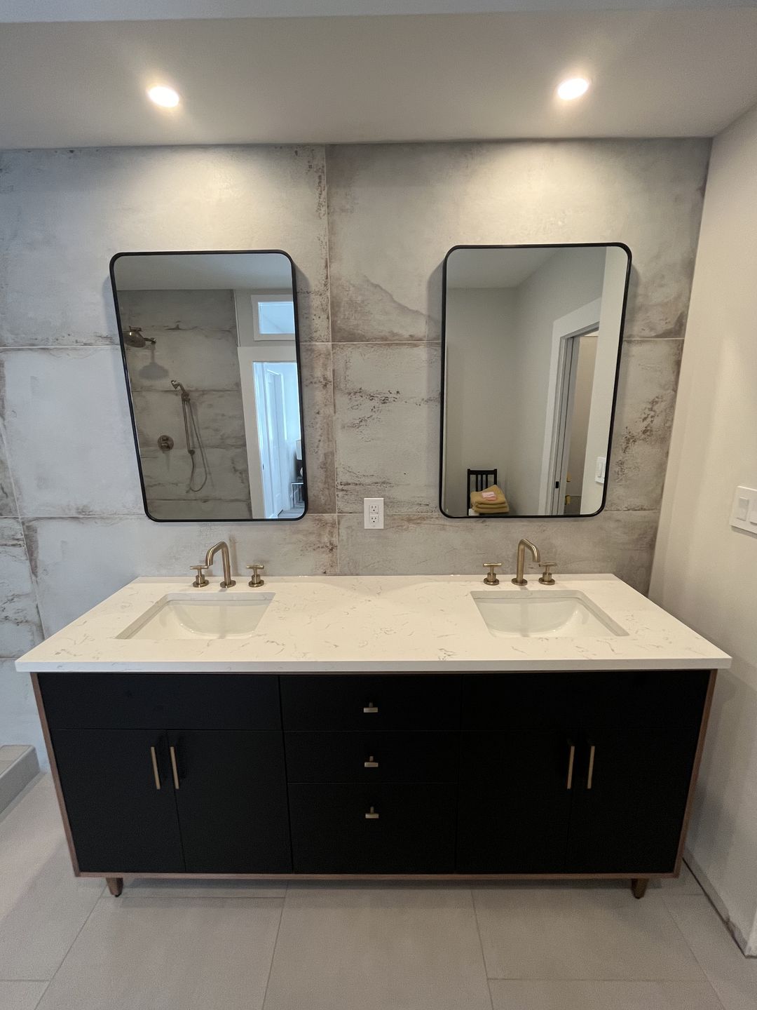 Customer photo review of Sidney 72" Matte Black Bathroom Vanity, Double Sink