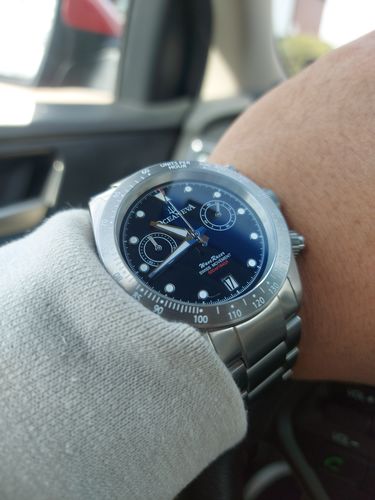 Customer photo review of Oceaneva™ Men's WaveRacer™ 500M Pro Diver Black Dial Steel Bezel Chronograph Watch