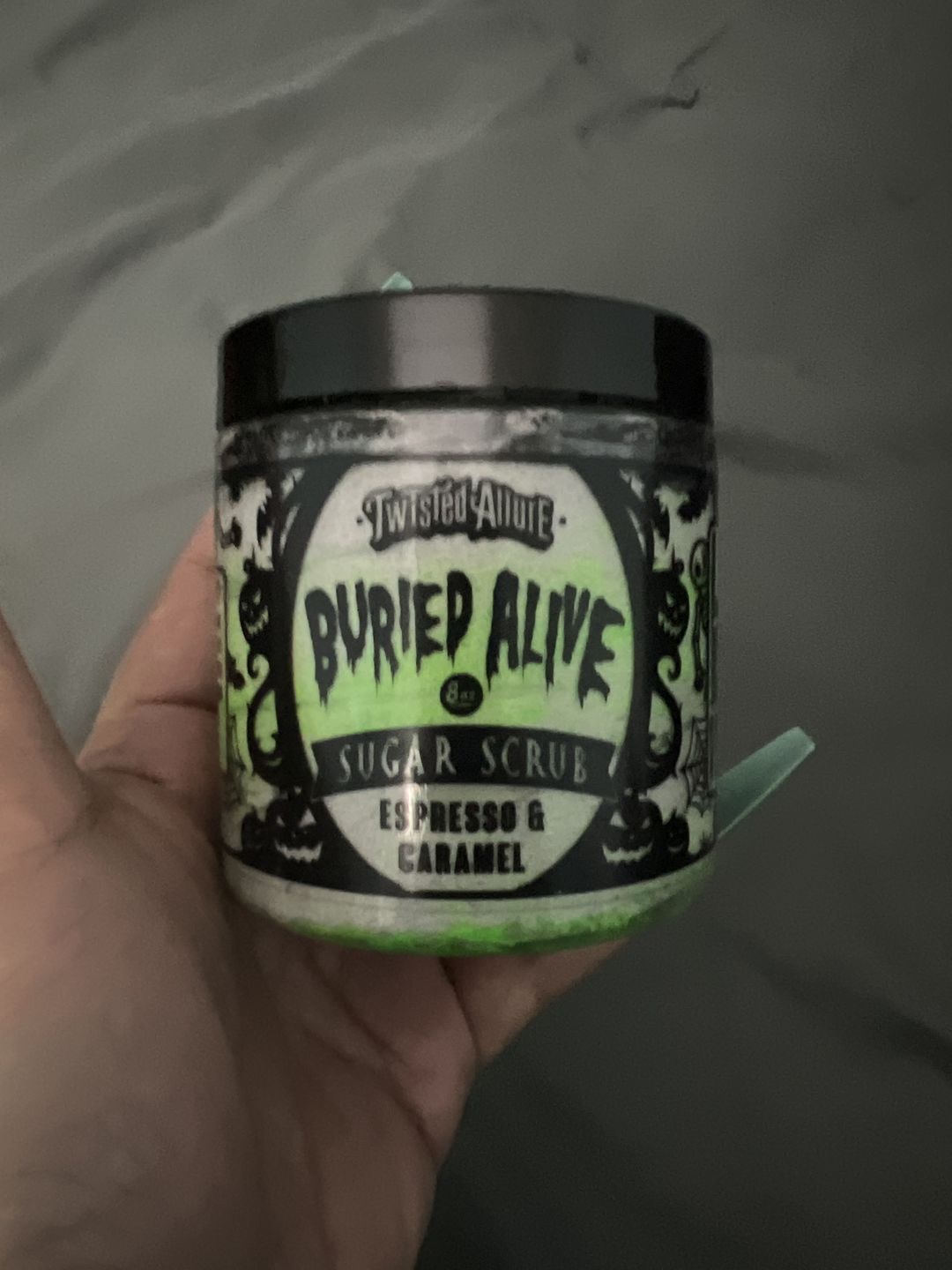 Customer photo review of Buried Alive Sugar Scrub (Caramel & Coffee)