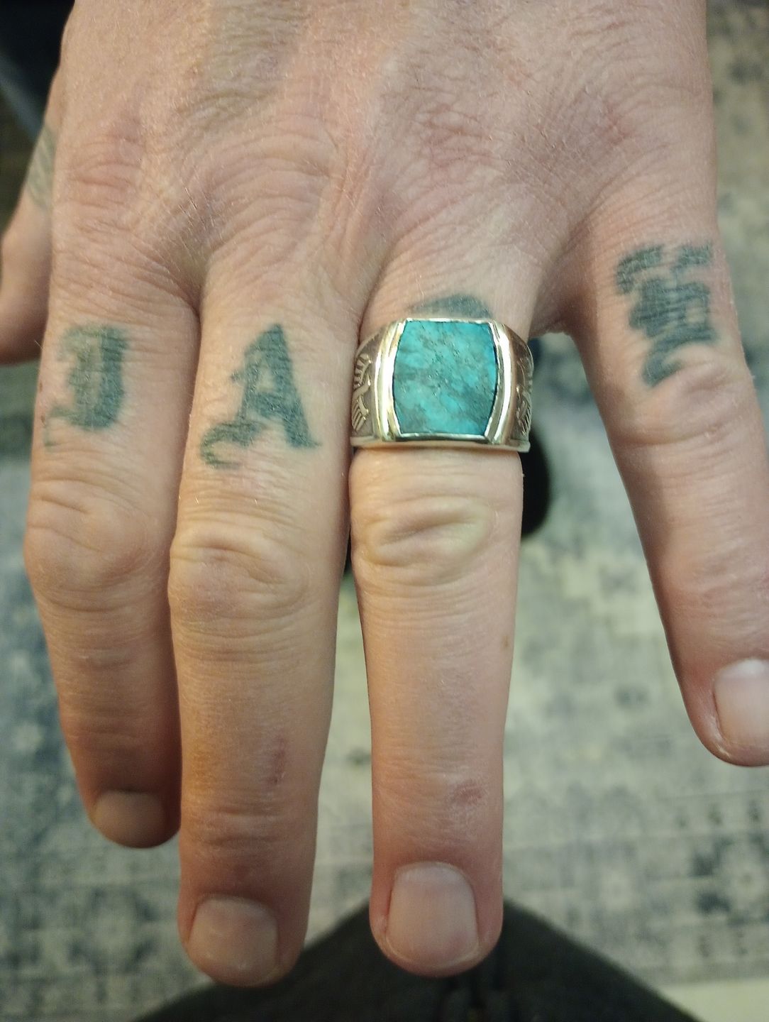 Customer photo review of Eagle Turquoise Ring for Men Sterling Silver