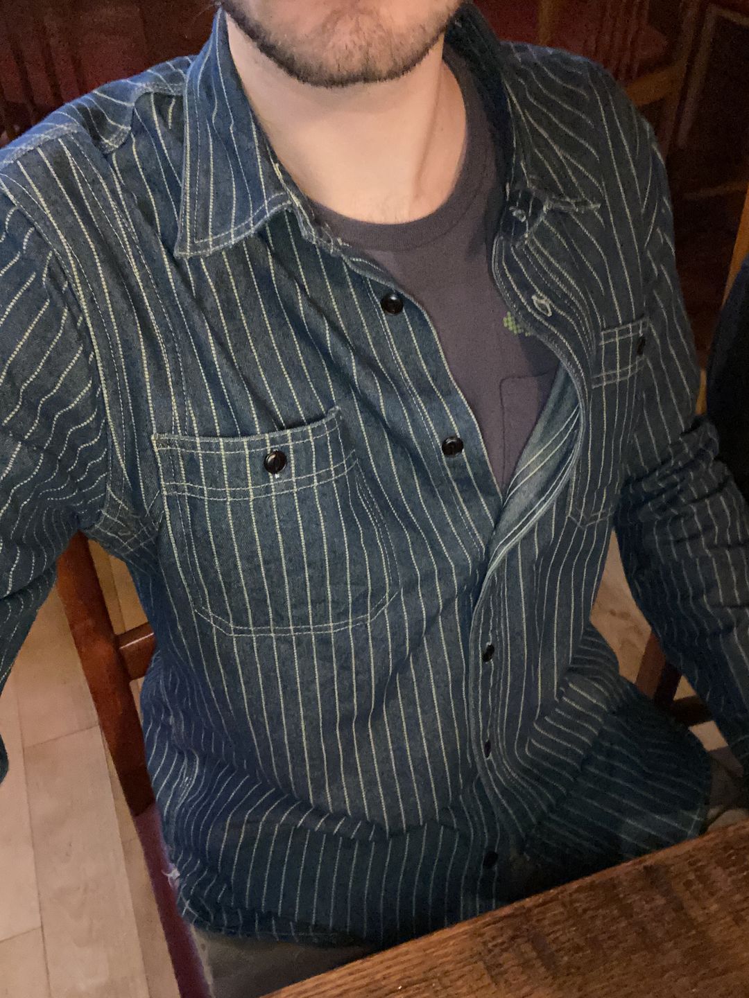 Customer photo review of 9 oz Wabash Vent Hole Work Shirt