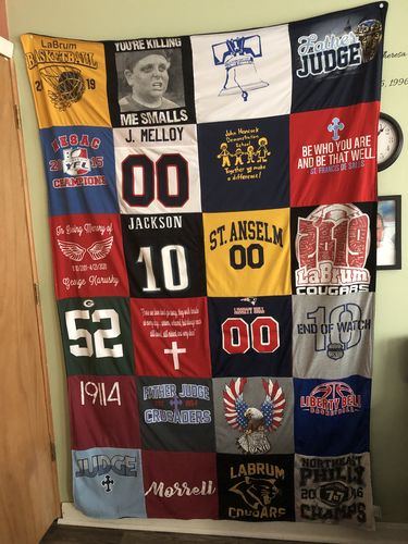 T-shirt quilt featuring labrum cougars, crusaders by Dawn from PA