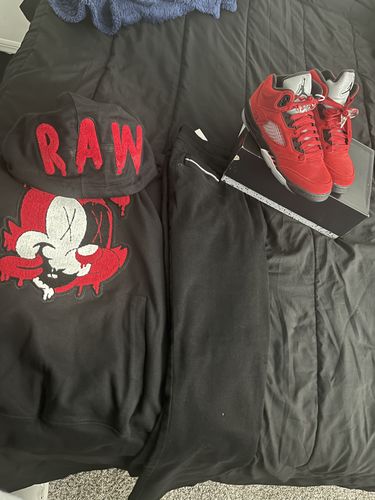 Customer photo review of Men RAW Nights Red Chenille Hoodie