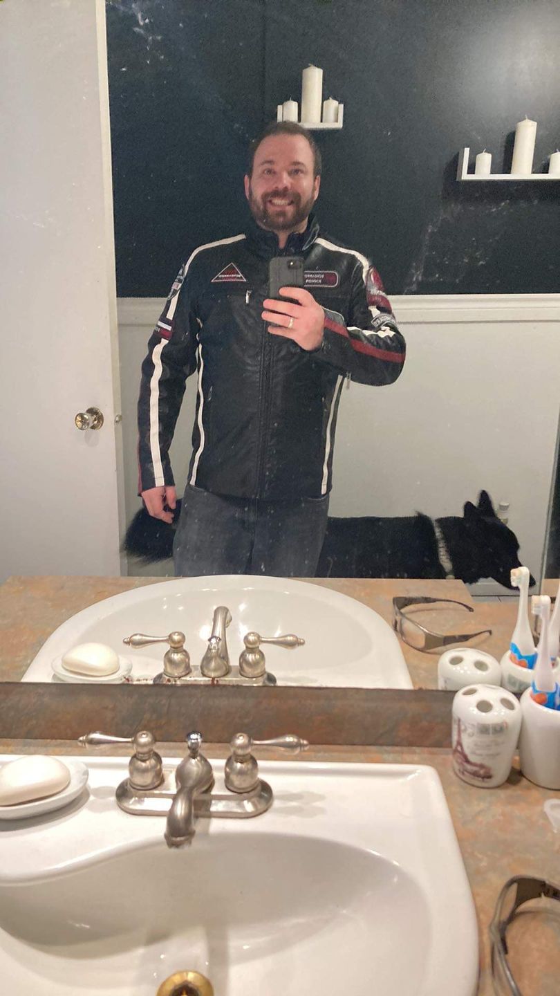 Customer photo review of Racing Pilot Style Motorcycle Leather Jacket