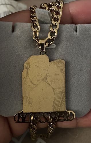 Customer photo review of Lovers Charm™ 18K Custom Engraved Necklace