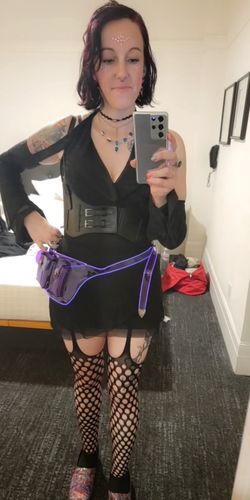 Customer photo review of Halter off shoulder sheer mesh see through backless cowl neck mini dress