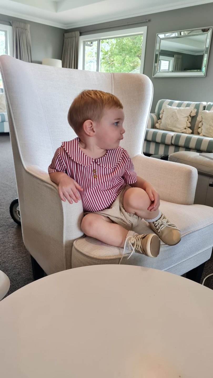 Customer photo review of Kids Leather Unisex KariBoots - Almond Milk