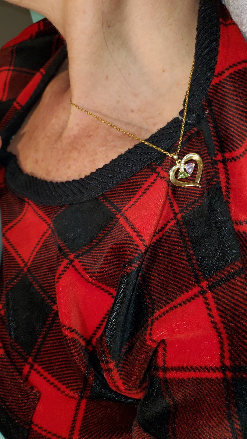 Customer photo review of Valentine's Day Gift Forever Love Birthstone & Diamond Heart Pendant Necklace