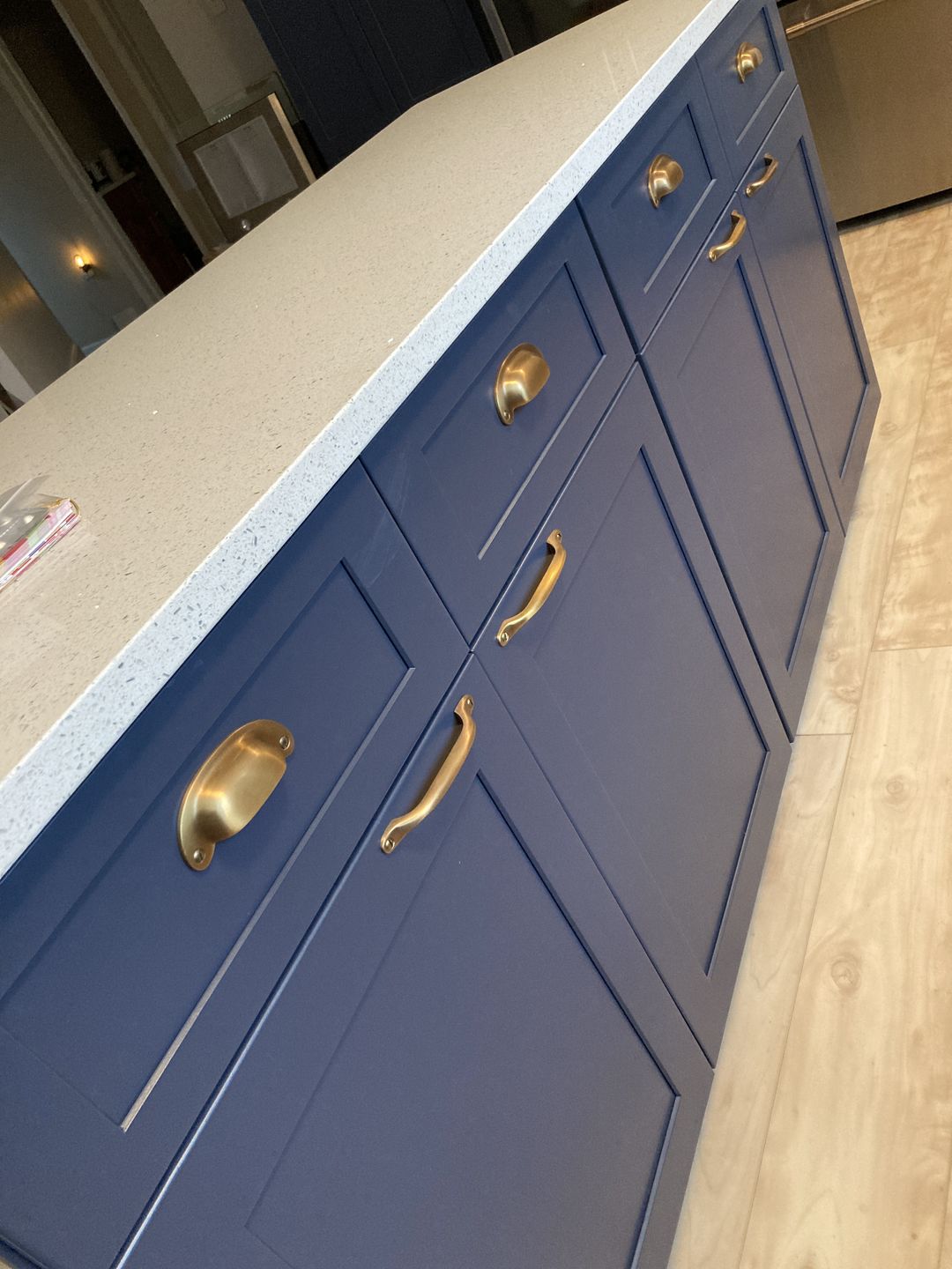 Customer photo review of Classic Satin Aged Brass Cupboard Handles