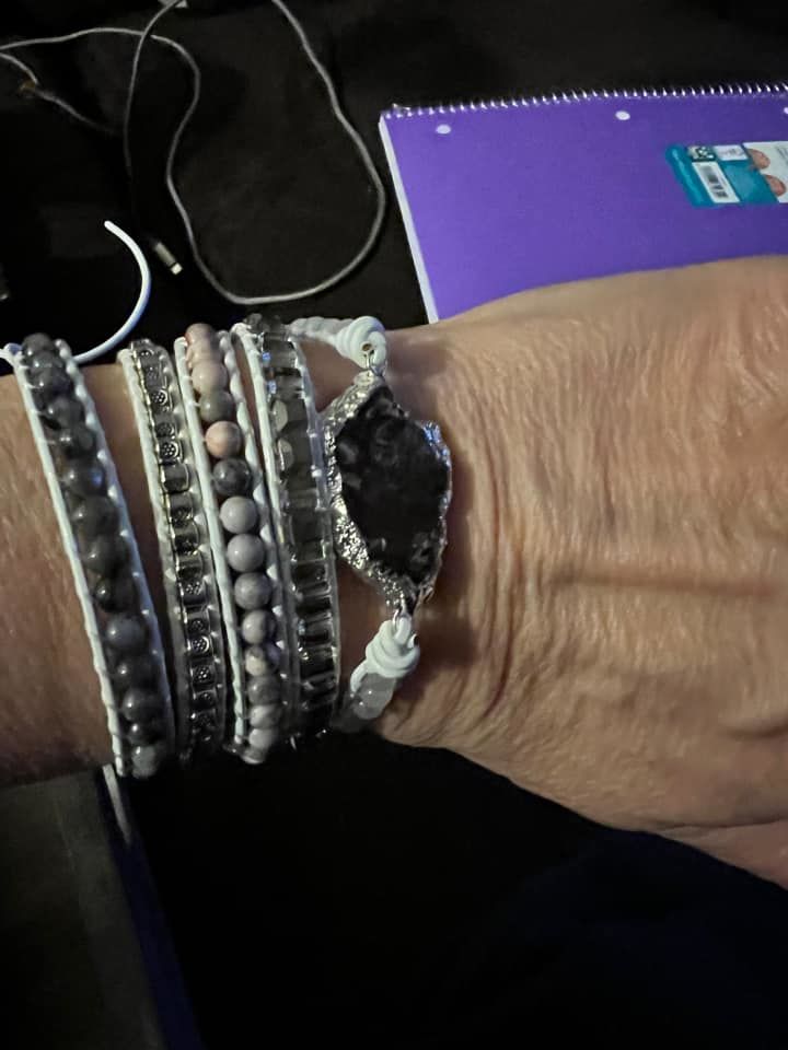 Customer photo review of Magical White Labradorite & Druzy Bracelet