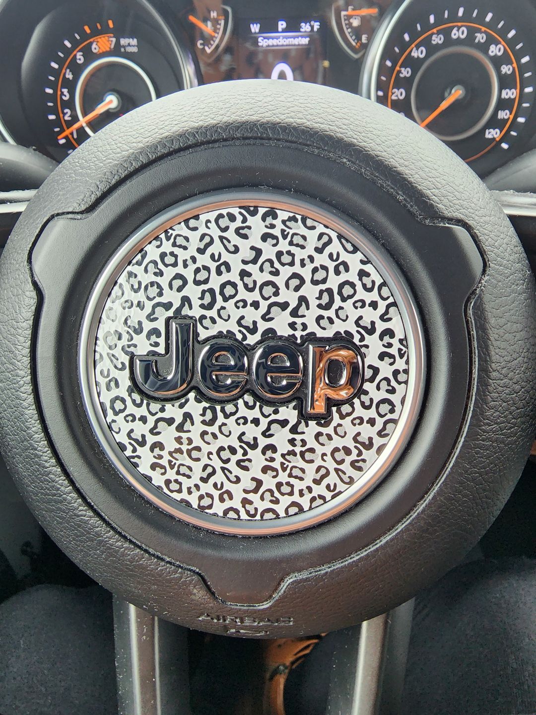 Customer photo review of Animal Print Steering Wheel Decal for Jeep