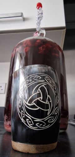Customer photo review of Engraved Horn Tumbler - Triskele