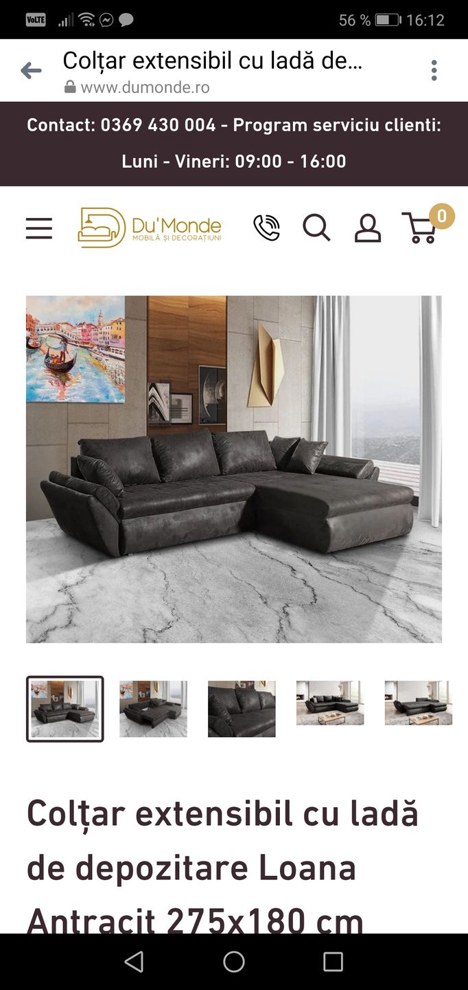 Customer photo review of Colțar extensibil cu ladă de depozitare Loana Antracit 270x185 cm